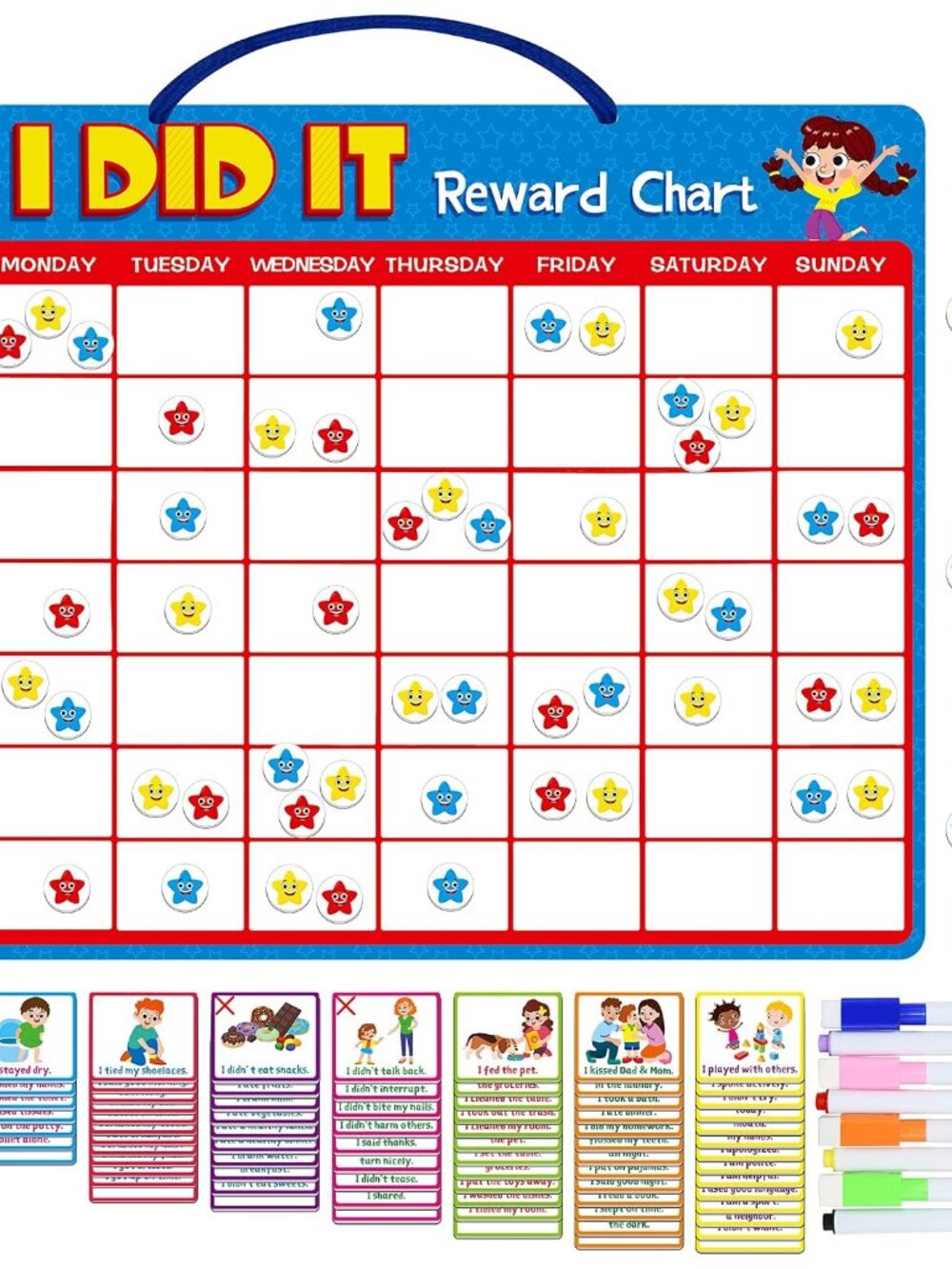 Magnetic Reward Chart, Dry Erase Kids Behavior Responsibility Task Board-84 Chor